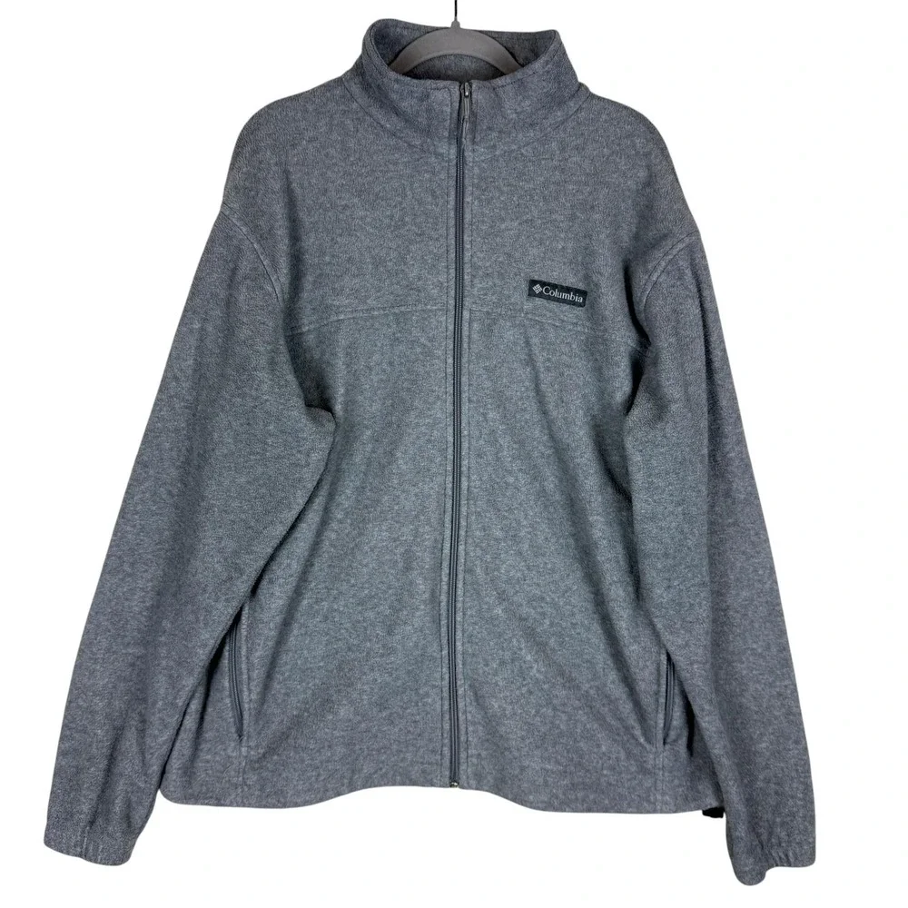 Columbia Jacket Mens XL Gray Fleece Full Zip Pockets Outdoor Hiking Casual